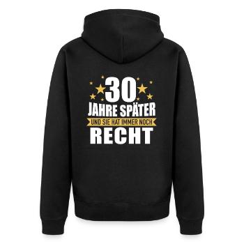 30 Hochzeitstag Jahrestag Ehemann Ehefrau - Unisex Premium Bio Zip Hoodie - Schwarz - Hinten - Nico (187cm)