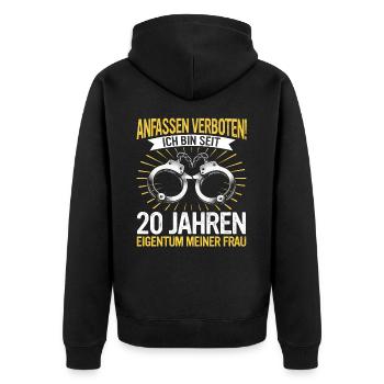 20 Hochzeitstag Jahrestag Ehemann Ehefrau - Unisex Premium Bio Zip Hoodie - Schwarz - Hinten - Nico (187cm)