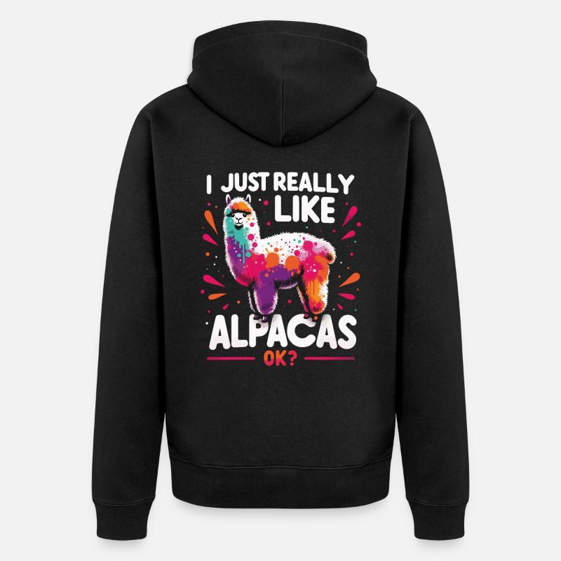 Lama d’alpaga - Veste à capuche bio Premium Unisexe - noir