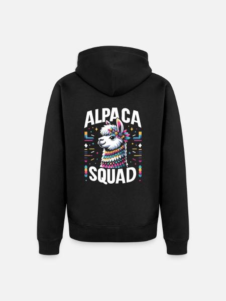 Alpaca Llama - Unisex Premium Organic Zip Hoodie - black
