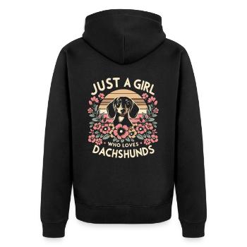 Chien teckel - Veste à capuche bio Premium Unisexe - noir - Dos - Nico (187cm)