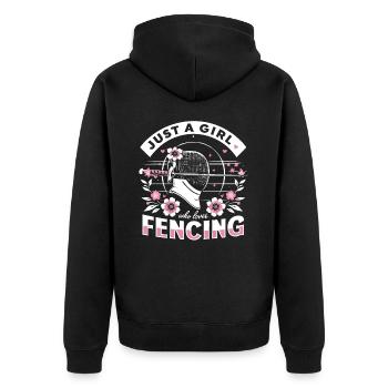 Fencing Fencers - Unisex Premium Organic Zip Hoodie - black - Back - Nico (187cm)