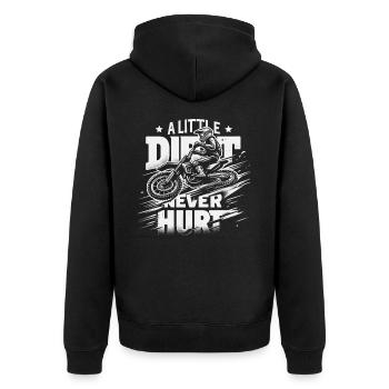 Motocross Dirtbike Supermoto - Unisex Premium Bio Zip Hoodie - Schwarz - Hinten - Nico (187cm)