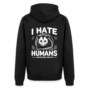 Opossum Possum Animal - Unisex Premium Organic Zip Hoodie - black - Back - Nico (187cm)