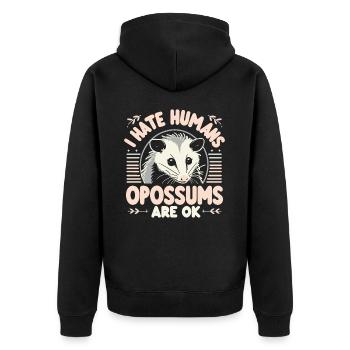 Opossum Possum Animal - Unisex Premium Organic Zip Hoodie - black - Back - Nico (187cm)