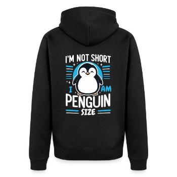 Pinguin Pinguine Tier - Unisex Premium Bio Zip Hoodie - Schwarz - Hinten - Nico (187cm)