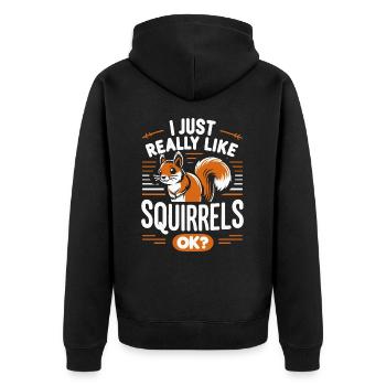 Squirrel, Animal, Rodent - Unisex Premium Organic Zip Hoodie - black - Back - Nico (187cm)