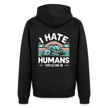 Turtle Sea Turtle Turtle Animal - Unisex Premium Organic Zip Hoodie - black - Back - Nico (187cm)