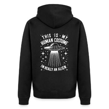 Alien UFO Aliens Außerirdischer - Unisex Premium Organic Zip Hoodie - black - Back - Nico (187cm)