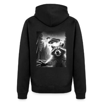 Alien UFO Aliens Außerirdischer - Unisex Premium Bio Zip Hoodie - Schwarz - Hinten - Nico (187cm)