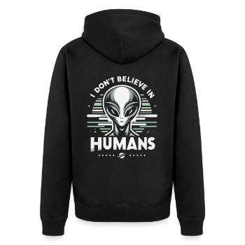 Alien UFO Aliens Außerirdischer - Unisex Premium Bio Zip Hoodie - Schwarz - Hinten - Nico (187cm)