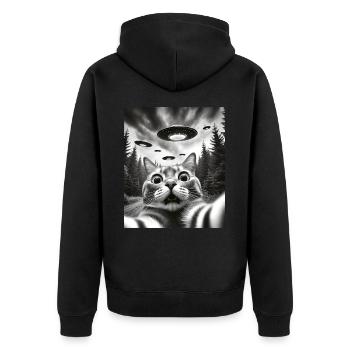 Alien UFO Aliens Außerirdischer - Unisex Premium Organic Zip Hoodie - black - Back - Nico (187cm)