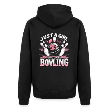 Bowling Bowler Pin Ball Bowling Ball - Unisex Premium Bio Zip Hoodie - Schwarz - Hinten - Nico (187cm)