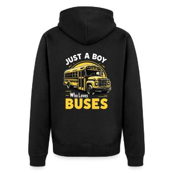 Bus Busfahrer Schulbus - Unisex Premium Bio Zip Hoodie - Schwarz - Hinten - Nico (187cm)