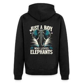 Elefant Tier Elefanten Zoo - Unisex Premium Bio Zip Hoodie - Schwarz - Hinten - Nico (187cm)