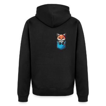 Fox Foxes Animal - Unisex Premium Organic Zip Hoodie - black - Back - Nico (187cm)
