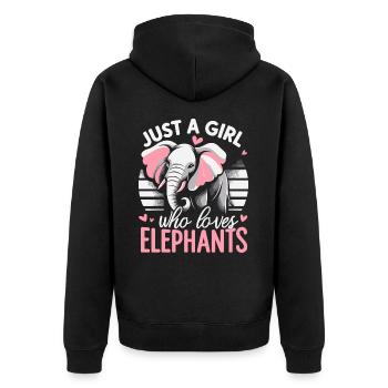 Elefant Tier Elefanten Zoo - Unisex Premium Bio Zip Hoodie - Schwarz - Hinten - Nico (187cm)
