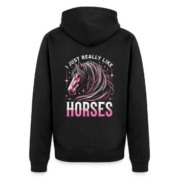 Horse Riding Horse Riding Horse Riding Jump Riding - Unisex Premium Organic Zip Hoodie - black - Back - Nico (187cm)