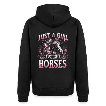 Horse Riding Horse Riding Horse Riding Jump Riding - Unisex Premium Organic Zip Hoodie - black - Back - Nico (187cm)
