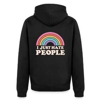 Funny, sarcasm, sarcastic humor, irony - Unisex Premium Organic Zip Hoodie - black - Back - Nico (187cm)