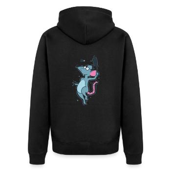 Rat jouant au badminton rongeur - Veste à capuche bio Premium Unisexe - noir - Dos - Nico (187cm)