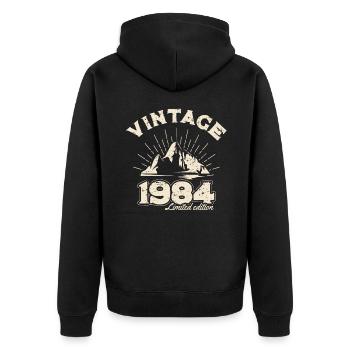 1984 BC Vintage limitierte Auflage - 1984 Geburtstag gi - Unisex Premium Bio Zip Hoodie - Schwarz - Hinten - Nico (187cm)