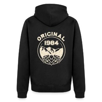 1984 BC Original - 1984 Geburtstagsgeschenk - Unisex Premium Bio Zip Hoodie - Schwarz - Hinten - Nico (187cm)