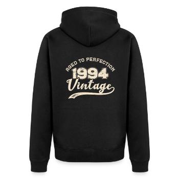 1994 v. Chr. Perfekt gereift - 1994 Geburtstagsgeschenk - Unisex Premium Bio Zip Hoodie - Schwarz - Hinten - Nico (187cm)