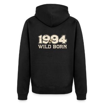 1994 BC Wild geboren - 1994 Geburtstagsgeschenk - Unisex Premium Bio Zip Hoodie - Schwarz - Hinten - Nico (187cm)