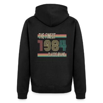 1984 ST The finest classic brand - 1984 Birthday - Unisex Premium Organic Zip Hoodie - black - Back - Nico (187cm)