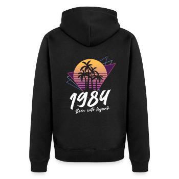 1984 SW né dans la légende - 1984 Cadeau d’anniversaire - Veste à capuche bio Premium Unisexe - noir - Dos - Nico (187cm)