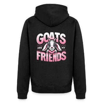 Ziege Ziegen Tier Goat - Unisex Premium Bio Zip Hoodie - Schwarz - Hinten - Nico (187cm)