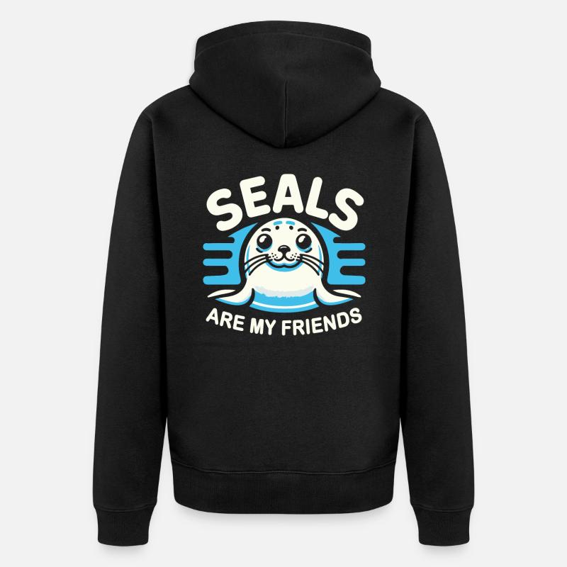 Robbe Robben Tier Seelöwe - Unisex Premium Bio Zip Hoodie - Schwarz