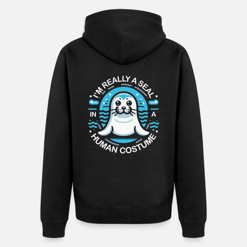 Robbe Robben Tier Seelöwe - Unisex Premium Bio Zip Hoodie - Schwarz