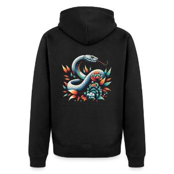 Snake Snake Animal - Unisex Premium Organic Zip Hoodie - black - Back - Nico (187cm)