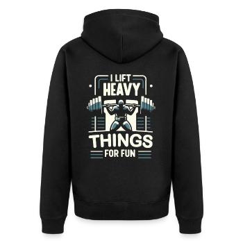 Weightlifting, Fitness, Bodybuilding, Weightlifters - Unisex Premium Organic Zip Hoodie - black - Back - Nico (187cm)