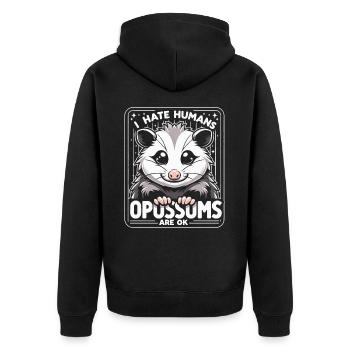 Opossum Possum Animal - Unisex Premium Organic Zip Hoodie - black - Back - Nico (187cm)