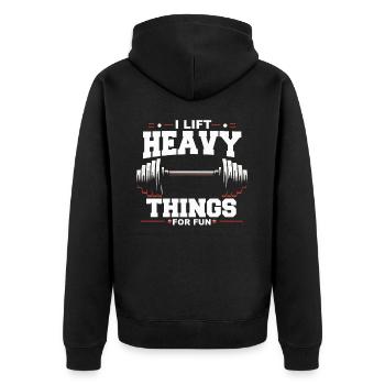 Weightlifting, Fitness, Bodybuilding, Weightlifters - Unisex Premium Organic Zip Hoodie - black - Back - Nico (187cm)