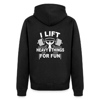 Weightlifting, Fitness, Bodybuilding, Weightlifters - Unisex Premium Organic Zip Hoodie - black - Back - Nico (187cm)