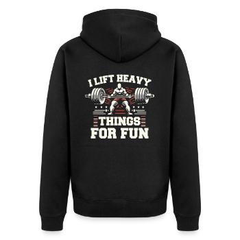 Weightlifting, Fitness, Bodybuilding, Weightlifters - Unisex Premium Organic Zip Hoodie - black - Back - Nico (187cm)