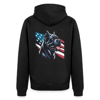 Cane Corso Hund - Unisex Premium Bio Zip Hoodie - Schwarz - Hinten - Nico (187cm)