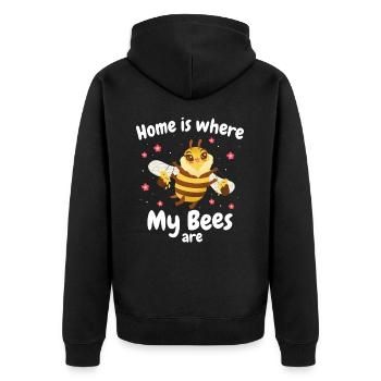 Honigbiene Imker Bienen Biene - Unisex Premium Bio Zip Hoodie - Schwarz - Hinten - Nico (187cm)