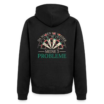 Dart Darts Dartspieler Dartsport - Unisex Premium Bio Zip Hoodie - Schwarz - Hinten - Nico (187cm)