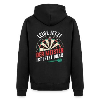 Dart Darts Dartspieler Dartsport - Unisex Premium Bio Zip Hoodie - Schwarz - Hinten - Nico (187cm)