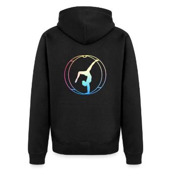 Rhönrad Gymnastics Rhönräder Wheel - Unisex Premium Organic Zip Hoodie - black - Back - Nico (187cm)