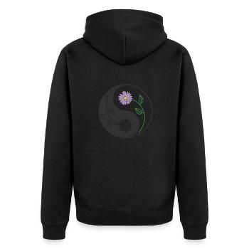 Blume Balance Yin and Yang Symbol Zeichen - Unisex Premium Bio Zip Hoodie - Schwarz - Hinten - Nico (187cm)