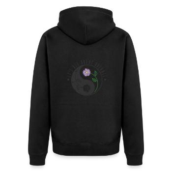 It's all about Balance Yin and Yang Symbol Blume - Unisex Premium Bio Zip Hoodie - Schwarz - Hinten - Nico (187cm)