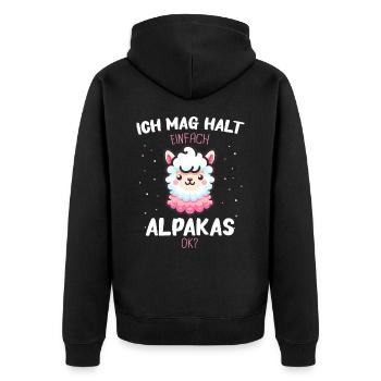 Alpaca Llama Alpacas Animal - Unisex Premium Organic Zip Hoodie - black - Back - Nico (187cm)