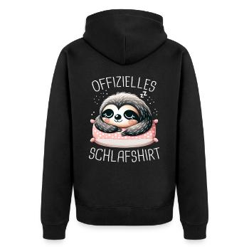 Faultier Faultiere Tier Schlafen Faul - Unisex Premium Bio Zip Hoodie - Schwarz - Hinten - Nico (187cm)