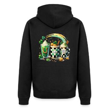 Café Happy St. Patrick's Day Leprechaun - Veste à capuche bio Premium Unisexe - noir - Dos - Nico (187cm)